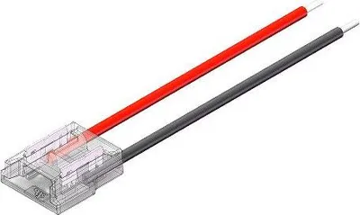Produktbild von LED Strip-zu-Kabel Schnellverbinder – 2-polig, lötfrei, für 10 mm LED-Streifen mit 15 cm Anschlusskabel