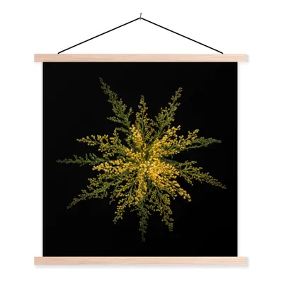 Produktbild von MuchoWow® Textilposter Eine Goldrutenblüte auf schwarzem Hintergrund 40x40 cm mit holzfarbenen Rahmen - Posterleiste