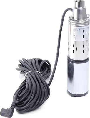 Image de Pompe pour puits profonds - Pompe submersible - 7,6 cm - 280 W - 48 V - Acier inoxydable - Résistante au sable - Hauteur de refoulement max. 60 m - Argent