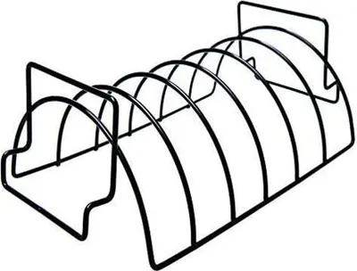 Produktbild von Grillrippchenhalter für BBQ, großer antihaftbeschichteter Edelstahl-Rippchenhalter zum Grillen für 6 Rippchen (Schwarz)