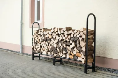 Zdjęcie produktu dla Pomoc do układania drewna opałowego ShelterLogic stal z pokrywą 244 x 25 x 118 cm czarny