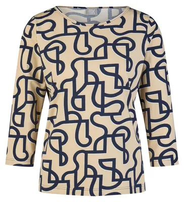 Produktbild von Rabe T-Shirt mit Rundhals, 3/4-Arm und grafischem Muster in Beige, Größe 36