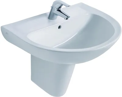 Produktbild von Ideal Standard Waschtisch, Weiß, 650x475x215mm, 1 Hahnloch, Eurovit Serie, Kristallporzellan, klassisches Design, Wandmontage, 19,0 kg, V134001