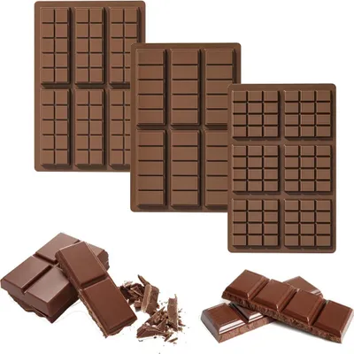 Produktbild von Schokoladenformen Set von 3 Silikonformen - Für Schokolade, Süßigkeiten & Gelee - Flexibel und Hitzebeständig - Einfach zu Reinigen