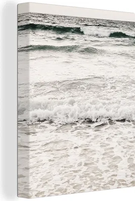 Produktbild von MuchoWow® - Leinwandbilder - Meer - Sommer - Wellen, Wandbild, Wanddeko Bilder Wohnzimmer, 90x120cm