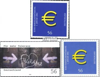Produktbild von Briefmarken BRD (BR.Deutschland) 2002 Mi 2234,2235,2236 (kompl.Ausg.) gestempelt Euromünzen und -banknoten