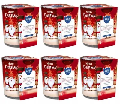 Produktbild von Bispol Aura Duftkerze im Glas "Wesołych Świąt" 6 Stück