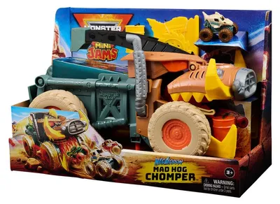 Productafbeelding van Monster Jam Megalodon Mad Hog Chomper set met grote en kleine auto
