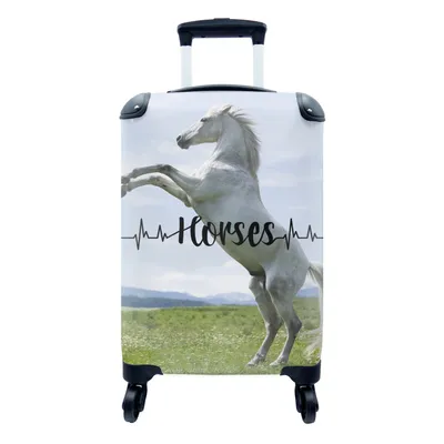 Produktbild von MuchoWow® Koffer Handgepäck Trolley Rollkoffer Kleine Reisekoffer mit 4 Rollen - Pferde - Sprichwörter - Weiß - Cabin Size < 55x40x23 cm & 55x40x20 cm - Fotokoffer - Kabinenkoffer - Boardgepäck - Reise-Box - Reisekoffer - Reisegepäck - Koffer mit Bild - Trolley für Kinder