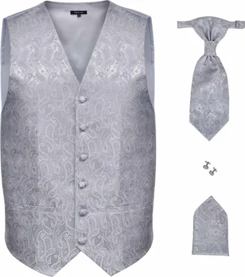 Produktbild von vidaXL Hochzeitswesten Set für Männer Silber 56 Polyester
