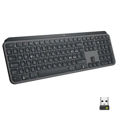 Produktbild von Logitech MX Keys, Volle Größe (100%), Kabellos, RF Wireless + Bluetooth, QWERTY, Graphit