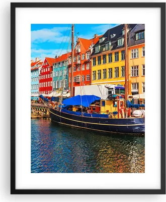 Produktbild von Gerahmtes Poster - Schwarzer Rahmen - Kopenhagen Nahavn Schiffe - 40x50 cm - Wand Bild - Wanddeko - Wandbilder - Wandposter - Bilderrahmen - Bilder - Kunstdruck - Wandbild - P2BPA40x50-4205