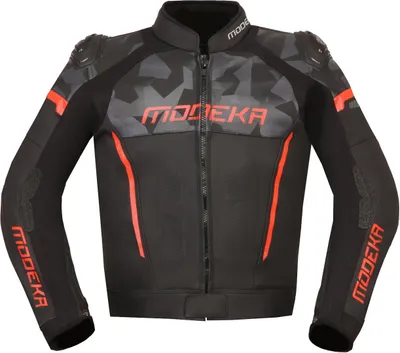 Immagine prodotto di Giacca in pelle da moto Modeka Valyant, nero/rosso, 52