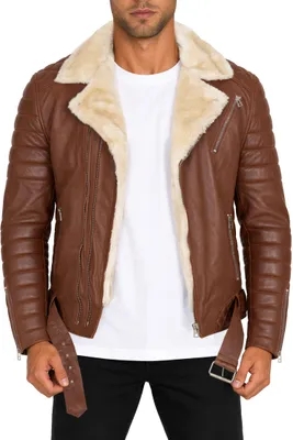 Produktbild von Reichstadt Herren Slim Fit Echtlederjacke Black Zipper RS008LUX Cognac XL