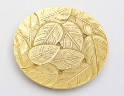Produktbild von Kerzenteller, Dekoteller aus Alu in Blätterstruktur Goldoptik, Ø 12 cm