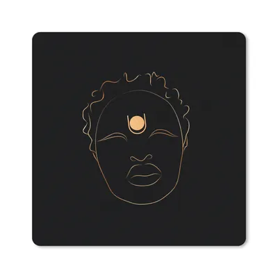 Produktbild von MuchoWow® Mauspad Mousepad Frau - Gold - Strichzeichnung 30x30 cm - Mousepads - Maus Mat - Pad - Mausunterlage - Gaming
