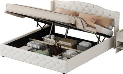 Immagine prodotto di Letto matrimoniale con contenitore idraulico, 180 x 200 cm, beige