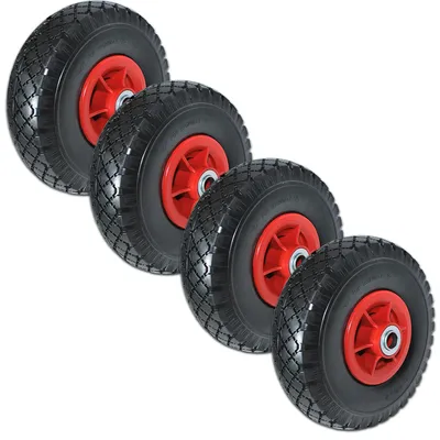 Produktbild von Sackkarrenrad Ersatzrad 3.00-4 PolyurethanVollgummi Reifen Gummirad pannensicher 4 Stück B-70mm