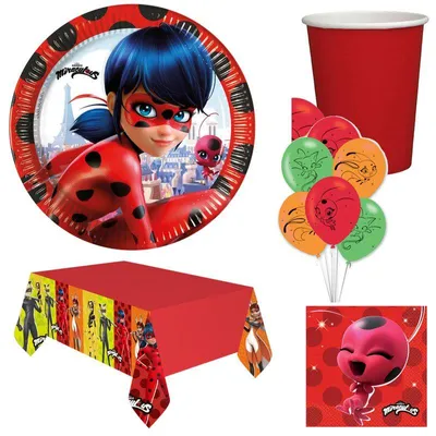 Produktbild von Partyset Geburtstagsdeko Miraculous Ladybug & Cat Noir Geburtstag Deko Kindergeburtstag