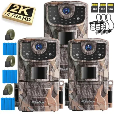 Produktbild von Usogood Wildkamera mit Bewegungsmelder Nachtsicht 2K 36MP Wildtierkamera mit 2,0-Zoll-Farbbildschirm 850nm IR LEDs 0,3s Jagdkamera IP66 Wasserdicht 3P