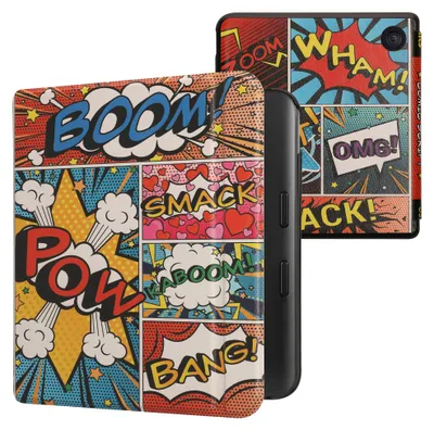 Produktbild von kwmobile Schutzhülle für Kobo Kobo Libra Colour / Tolino Vision Color Hülle - eReader Flip Case mit Auto Sleep Funktion - Comic Symbole mit Mehrfarbig