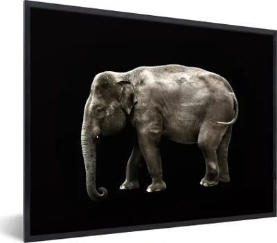Produktbild von MuchoWow® Gerahmtes Poster Elefant - Wilde Tiere - Schwarz 80x60 cm - Poster mit Schwarzem Bilderrahmen Wandposter Rahmen Foto Bilder - Schwarzem - Mit Gestell