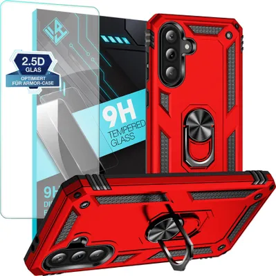 Produktbild von Armor Outdoor Handyhülle für Samsung Galaxy A56 5G Handy Panzer Case Schutzhülle mit 9H Displayglas Displayschutz Farbe: Rot