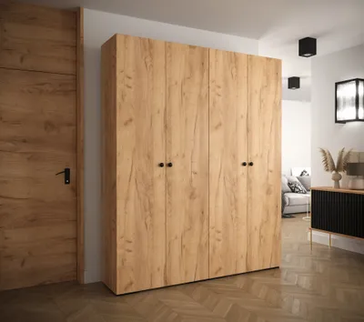 Produktbild von MINIO Kleiderschränk 200 cm MANHATTAN 2 Oak Craft Gold + schwarzer Griff