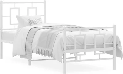 Zdjęcie produktu dla vidaXL Rama łóżka z wezgłowiem i podnóżkiem metalowa biała 80x200 cm