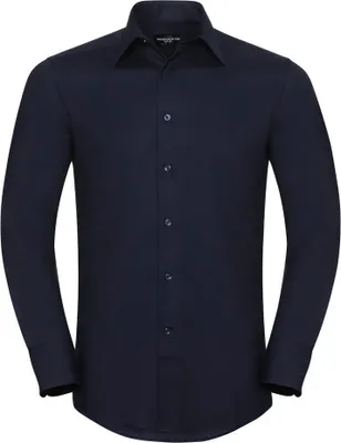 Produktbild von Russell Collection Oxford Herren Hemd, Langarm, pflegeleicht BC1015 (Kragenweite 44) (Helles Marineblau)