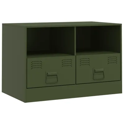 Zdjęcie produktu dla Szafka pod telewizor, oliwkowa, 67x39x44 cm, stalowa