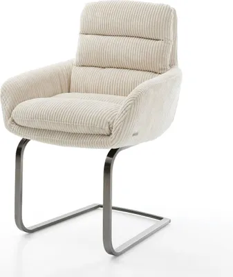 Produktbild von DELIFE Freischwinger Abelia-Flex mit Armlehnen Cord Beige Freischwinger flach Graphit