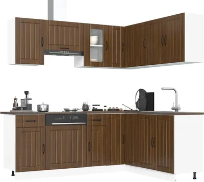 Produktbild von Design 11-tlg. Küchenschrank-Set Braun Eichen-Optik Holzwerkstoff, Küchenschränke Neu