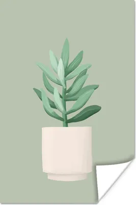 Produktbild von MuchoWow® Poster Zimmerpflanze - Sukkulente - Blumentopf - Grün 20x30 cm - Papierdruck