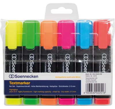 Produktbild von Textmarker 3374 sortiert 6 Stück Packung mit 12 Stück