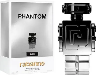 Zdjęcie produktu dla Rabanne Phantom Elixir Parfum Intense, Mężczyźni, 150 ml, Butelka wielokrotnego użytku, Morski, Agar (oud), Wanilia
