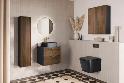 Produktbild von MONTIERT Badmöbel Set mit Aufsatzwaschbecken TALIA CASELLA 60 cm MDF SOFT-CLOSE LED komplettes Badmöbel Set