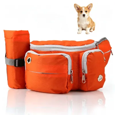 Hunde-Kotbeutelhalter mit Leckerli-Tasche, Hüfttasche, Orange