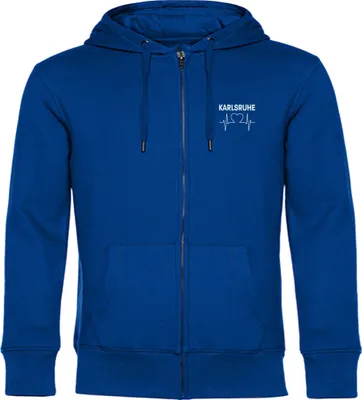 Produktbild von multifanshop Kapuzen Sweatshirt Jacke - Karlsruhe - Herzschlag, blau, Größe S