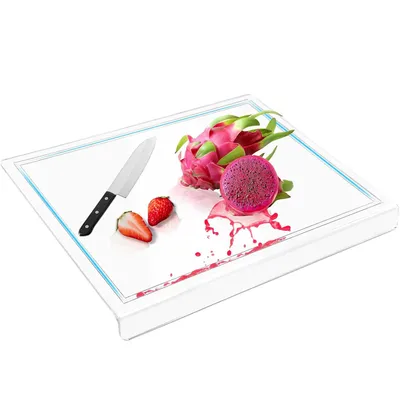 Produktbild von Schneidebretter, Acryl Schneidebrett, Cutting Board, 45x35cm Großes Schneidbrett Rutschfest mit Lippe, Schneidebrett Glas Alternativen Küchenbrett