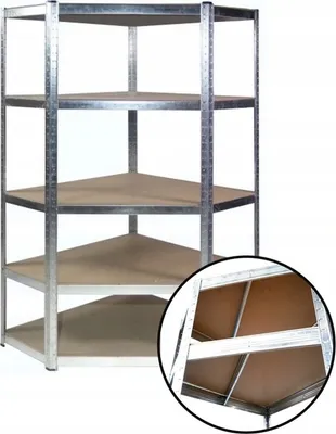 Image de Étagère D'angle En Métal 5 Étagères De 175 Kg Chacune Entrepôt D'atelier 180X30X90