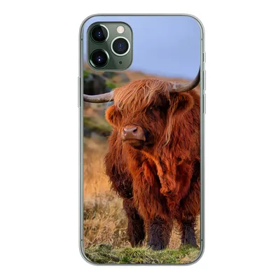 Produktbild von MuchoWow® Handyhülle Schutzhülle Hülle für iPhone 11 Pro Max Schottische Highlander - Gras - Steine Silikon Softcase Handy Hülle - Schutz
