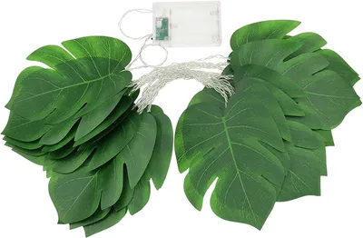 Productafbeelding van Lichtsnoer met bladeren op batterij - 3 m - Schildpadblad - Lichtketting met 20 LED-lampjes - Bruiloft