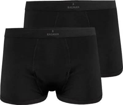 Produktbild von RAGMAN Herren Boxershorts, 2er Pack - Unterwäsche, Unterhose, Baumwollmischung, Logo, einfarbig Schwarz S