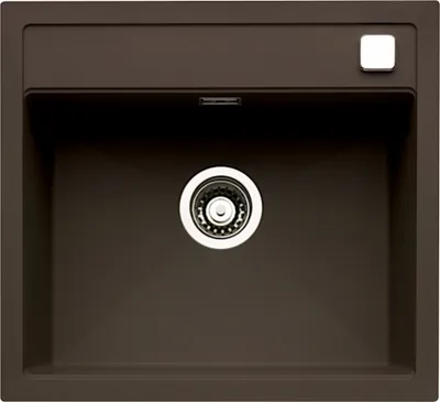 Produktbild von NABER Spüle ANGOLA 56 in ESPRESSO mit Drehexcentergarnitur verchromt / Auflagespüle / Einzelbecken / 60 cm Schrankbreite