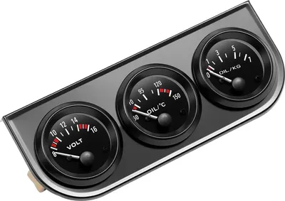 Produktbild von Auto Trippel Messgerät Set - Armaturenbrett Zusatzinstrumente - Öltemperatur Öldruck Voltmeter - LED Display - 8–16 V - Schwarz