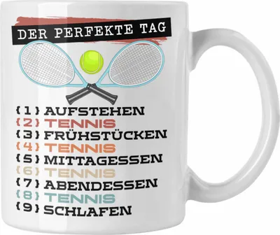 Produktbild von Trendation - Tennis Tasse Geschenk Becher Der Perfekte Tag Tennis-Spieler Geschenkidee Spruch (Weiß)