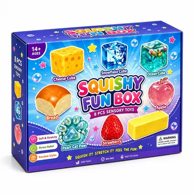 Produktbild von 8er-Set Sensorisches Quetsch-Spielzeug – SQUISHRA SQUISHRA Snack-Truppe