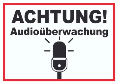 Produktbild von Achtung Audioüberwachung Schild A3 (297x420mm)