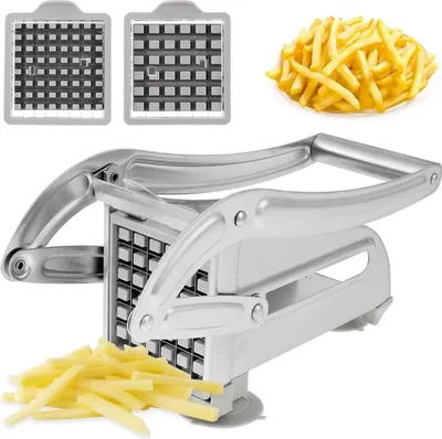 Produktbild von Professioneller Edelstahl-Kartoffelschneider – Langlebiger und vielseitiger Gemüse- und Obstschneider mit zwei austauschbaren Messern